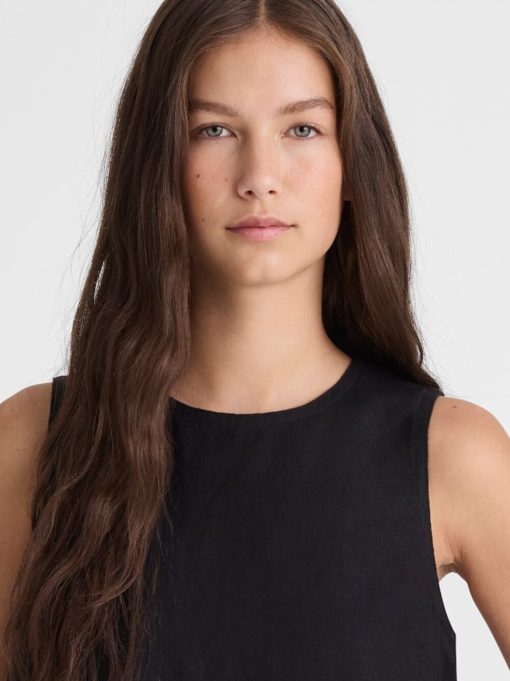 Madewell Shell Top in 100% Linen in Jet Black M - Picture 2 of 10